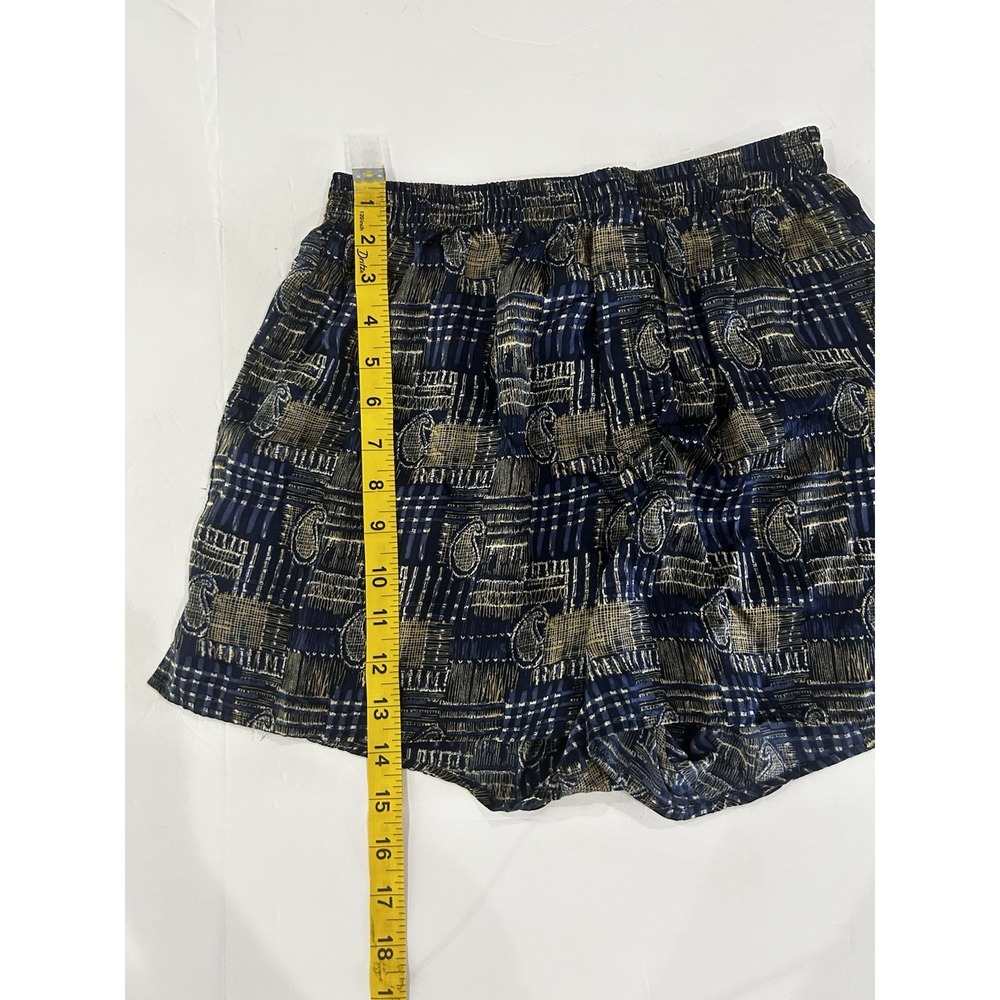 Vintage Mens 100% Silk Boxers Size S 90s Casino Pajama Boxer Shorts Blue Paisley - Picture 5 of 7
